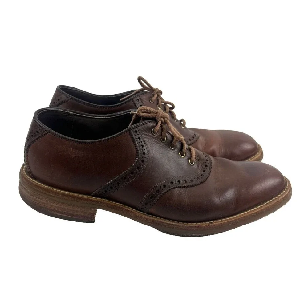 Johnston‎ And Murphy Brogue Brown Leather Oxford Lace Up Vibram USA Mens 8.5 M